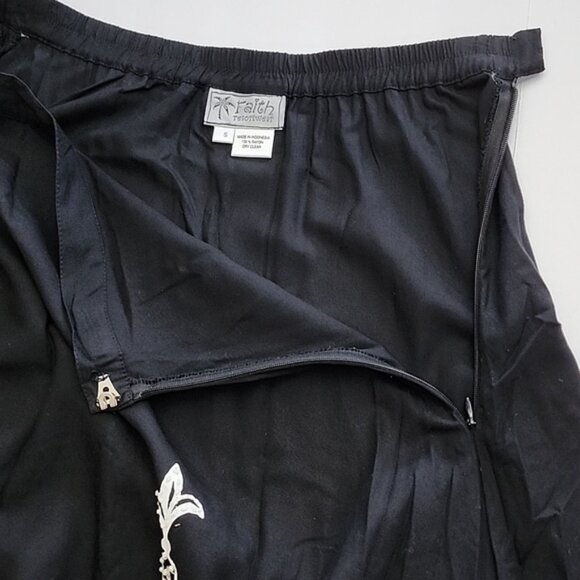 Faith Resortwear Black Long A-Line Skirt White Pineapple Print Sequins Sz Small - Picture 8 of 14